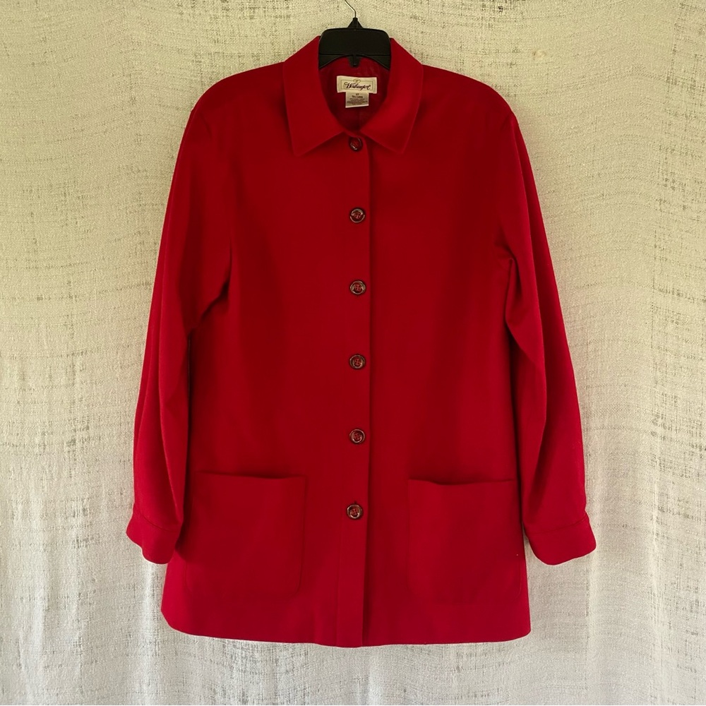 Worthington 100% Wool Lined Button Up Red Coat/Jacket Size 12T
